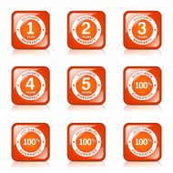 Warranty Guarantee Seal Square Vector Orange Icon Design Set N7