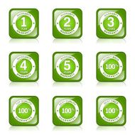 Warranty Guarantee Seal Square Vector Green Icon Design Set N7