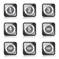 Warranty Guarantee Seal Square Vector Black Button Icon Design Set N7