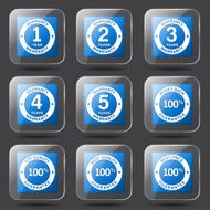Warranty Guarantee Seal Square Vector Blue Icon Design Set N9
