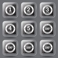 Warranty Guarantee Seal Square Vector Black Button Icon Design Set N8