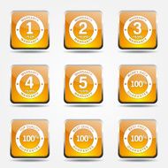 Warranty Guarantee Seal Square Vector Yellow Icon Design Set N9