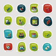 School bubble speech banner design flat background set eps10 N3