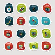 School bubble speech banner design flat background set eps10 N6