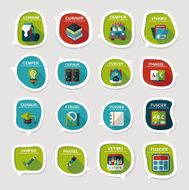 School bubble speech banner design flat background set eps10 N9