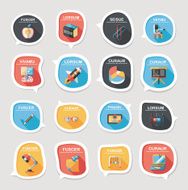 School bubble speech banner design flat background set eps10 N24