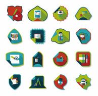 school sticker flat banner background set eps10