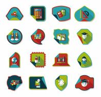 school sticker flat banner background set eps10 N2