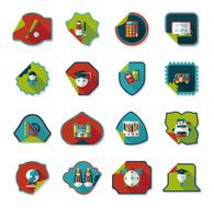 school sticker flat banner background set eps10 N5