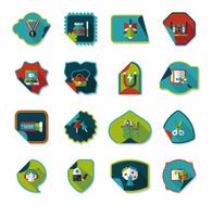school sticker flat banner background set eps10 N6