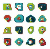 school sticker flat banner background set eps10 N7