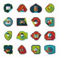 school sticker flat banner background set eps10 N8