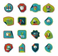 school sticker flat banner background set eps10 N9