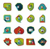 school sticker flat banner background set eps10 N10