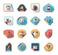 school sticker flat banner background set eps10 N13