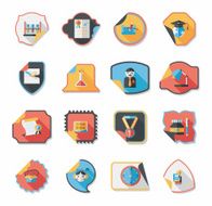school sticker flat banner background set eps10 N14