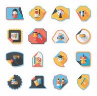 school sticker flat banner background set eps10 N15
