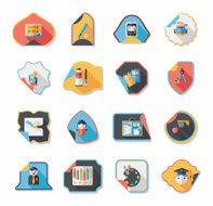 school sticker flat banner background set eps10 N16
