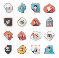 school sticker flat banner background set eps10 N20