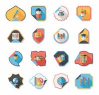 school sticker flat banner background set eps10 N23