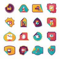 school sticker flat banner background set eps10 N25