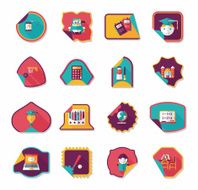 school sticker flat banner background set eps10 N26