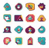 school sticker flat banner background set eps10 N28