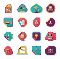 school sticker flat banner background set eps10 N31