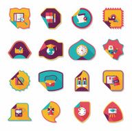 school sticker flat banner background set eps10 N32