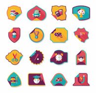 school sticker flat banner background set eps10 N33