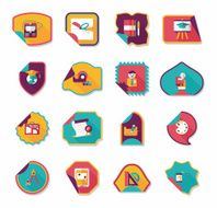 school sticker flat banner background set eps10 N34