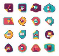 school sticker flat banner background set eps10 N35