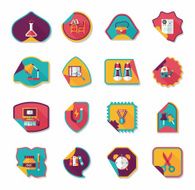 school sticker flat banner background set eps10 N36