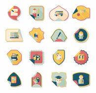 school sticker flat banner background set eps10 N37