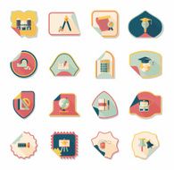 school sticker flat banner background set eps10 N38