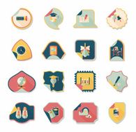 school sticker flat banner background set eps10 N40