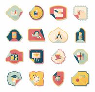 school sticker flat banner background set eps10 N43