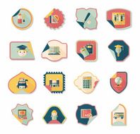 school sticker flat banner background set eps10 N44