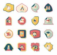 school sticker flat banner background set eps10 N46