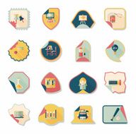 school sticker flat banner background set eps10 N47