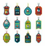 school tag flat banner background set eps10 N7