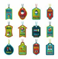 school tag flat banner background set eps10 N11
