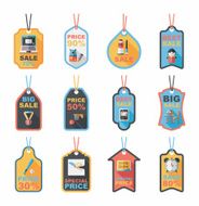 school tag flat banner background set eps10 N21