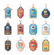 school tag flat banner background set eps10 N23