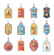 school tag flat banner background set eps10 N24