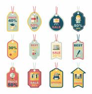 school tag flat banner background set eps10 N38