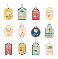 school tag flat banner background set eps10 N43