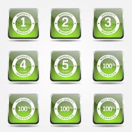 Warranty Guarantee Seal Square Vector Green Icon Design Set N9