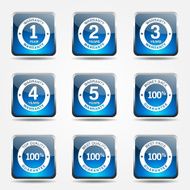 Warranty Guarantee Seal Square Vector Blue Icon Design Set N10
