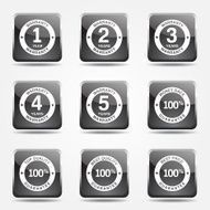 Warranty Guarantee Seal Square Vector Black Button Icon Design Set N9